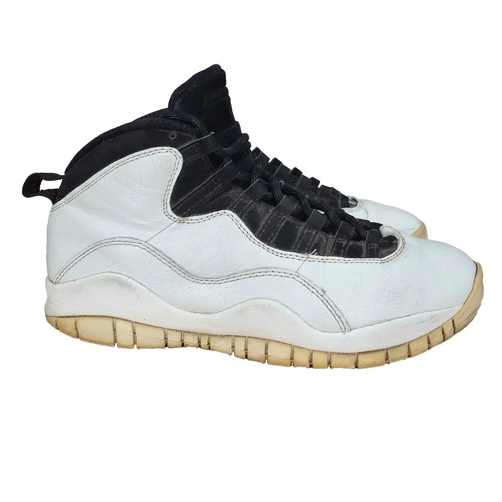 Air Jordan 10 Retro I'm Back Sneakers Mens 9 White Black Leather Basketball Shoe